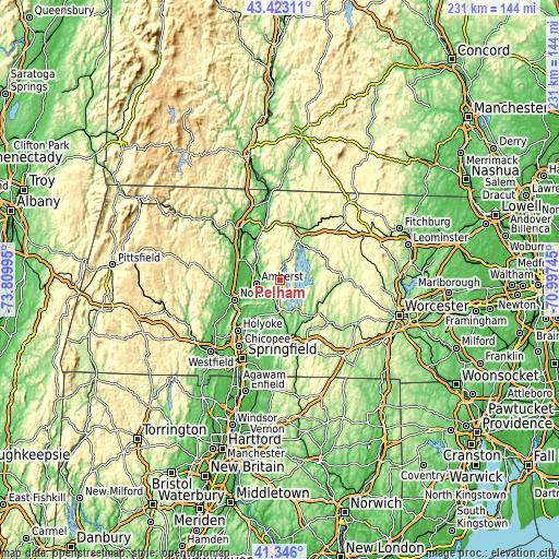 Topographic map of Pelham