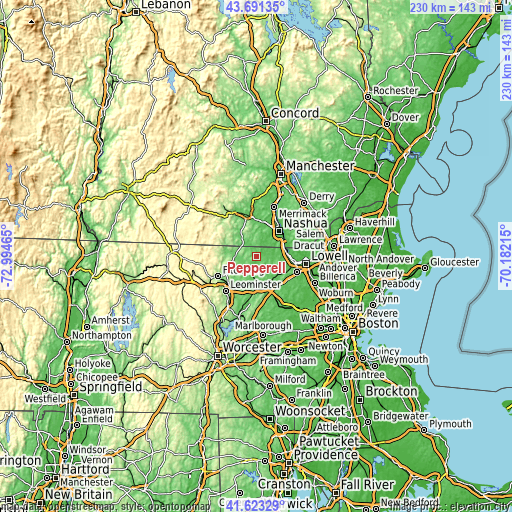 Topographic map of Pepperell