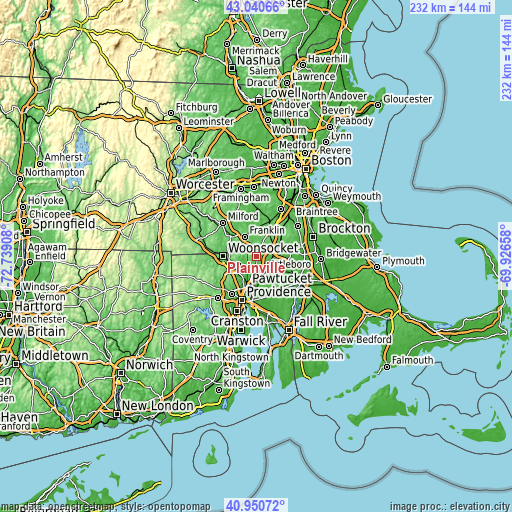 Topographic map of Plainville