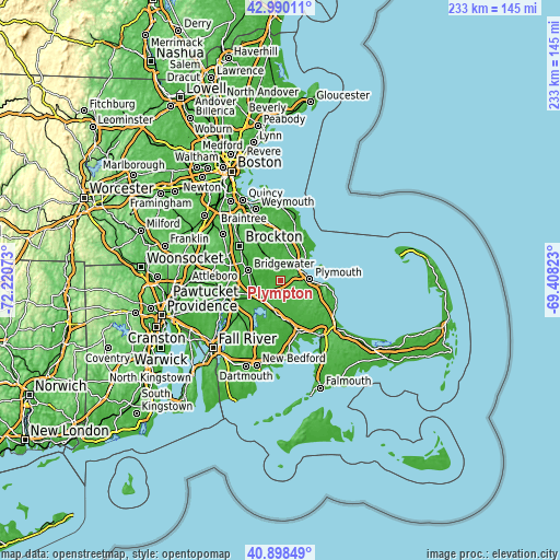 Topographic map of Plympton