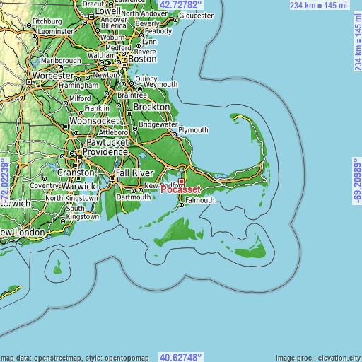 Topographic map of Pocasset