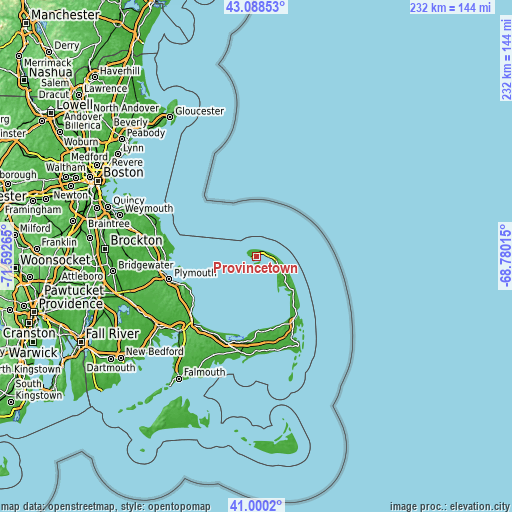 Topographic map of Provincetown