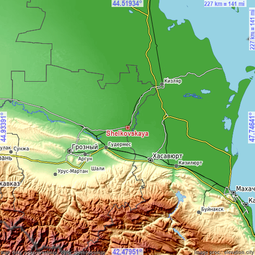 Topographic map of Shëlkovskaya