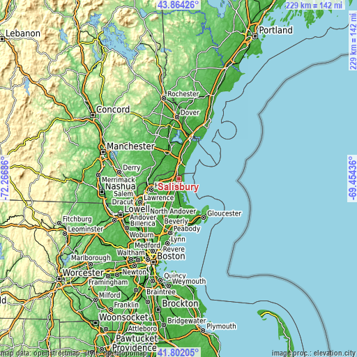 Topographic map of Salisbury