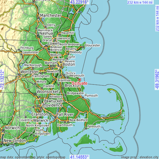 Topographic map of Scituate