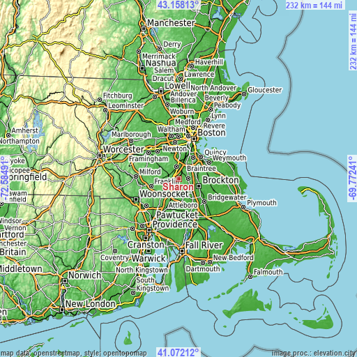 Topographic map of Sharon