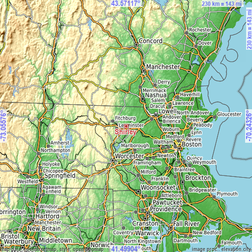 Topographic map of Shirley