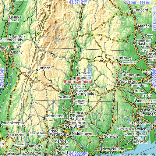 Topographic map of South Amherst