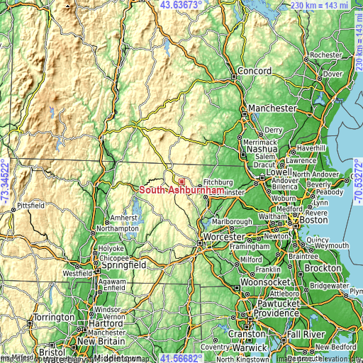 Topographic map of South Ashburnham