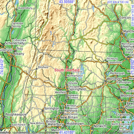 Topographic map of South Deerfield