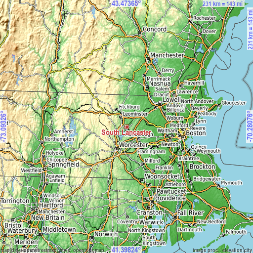 Topographic map of South Lancaster