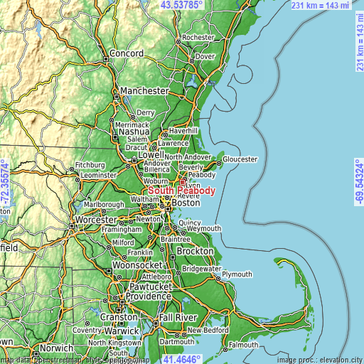 Topographic map of South Peabody