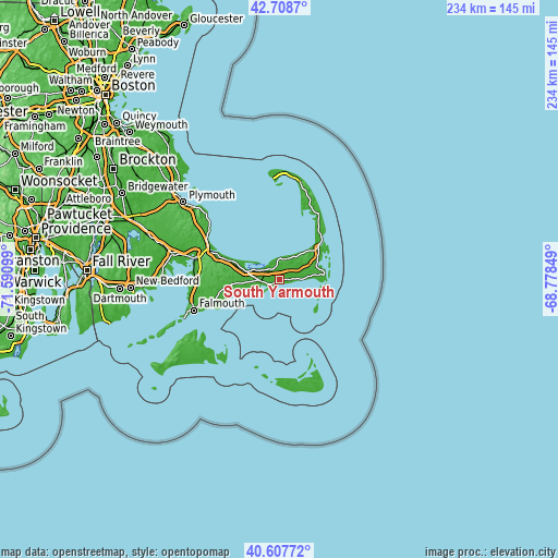 Topographic map of South Yarmouth