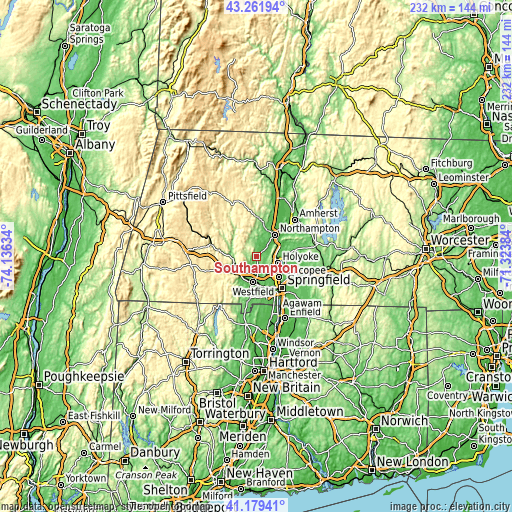 Topographic map of Southampton