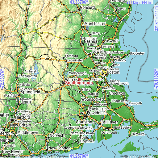 Topographic map of Southborough