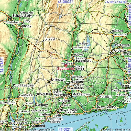 Topographic map of Southwick