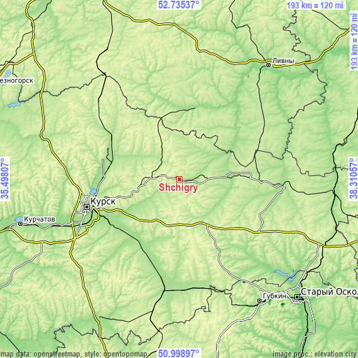 Topographic map of Shchigry