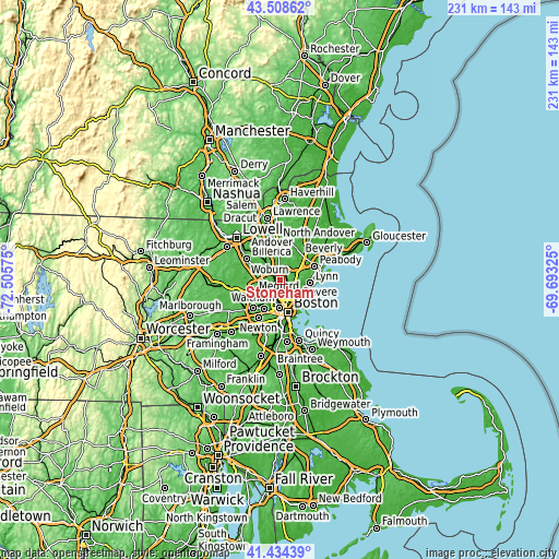 Topographic map of Stoneham