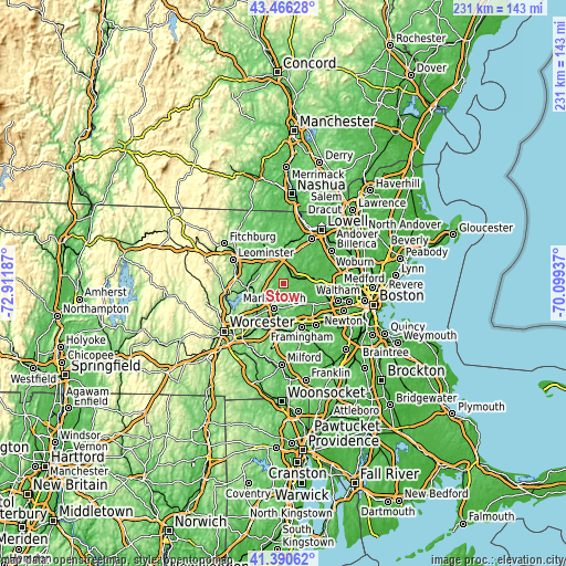 Topographic map of Stow