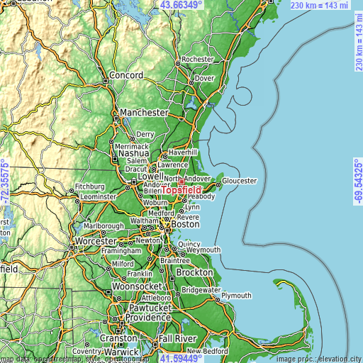 Topographic map of Topsfield