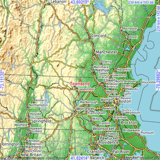 Topographic map of Townsend