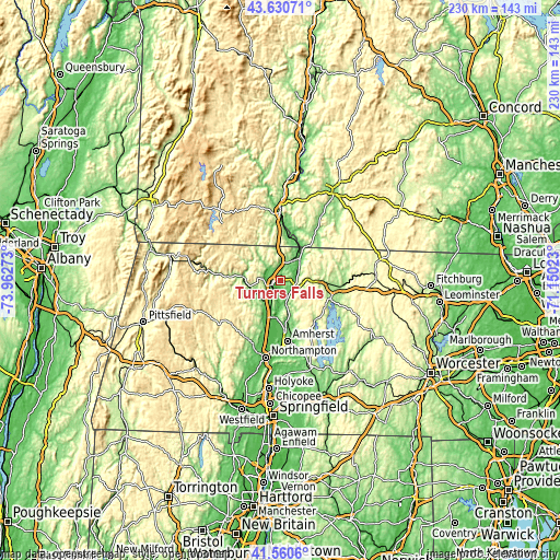 Topographic map of Turners Falls