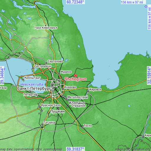 Topographic map of Shcheglovo