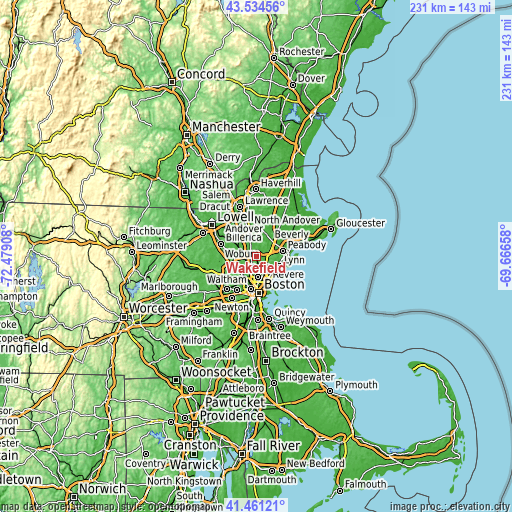 Topographic map of Wakefield