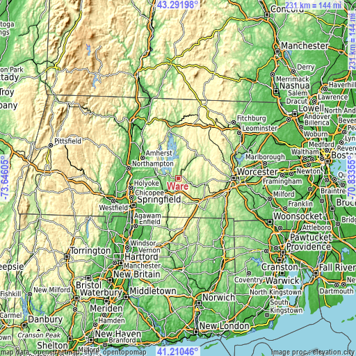 Topographic map of Ware