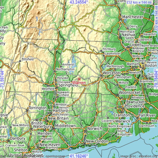 Topographic map of Warren