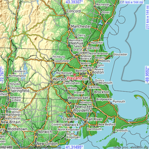 Topographic map of Wayland