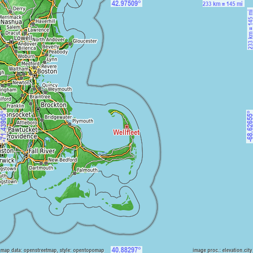 Topographic map of Wellfleet