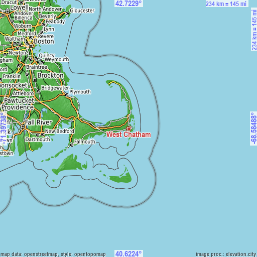 Topographic map of West Chatham