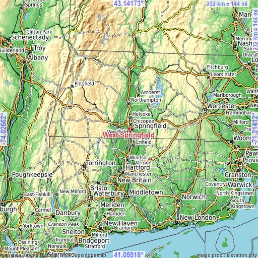 Topographic map of West Springfield
