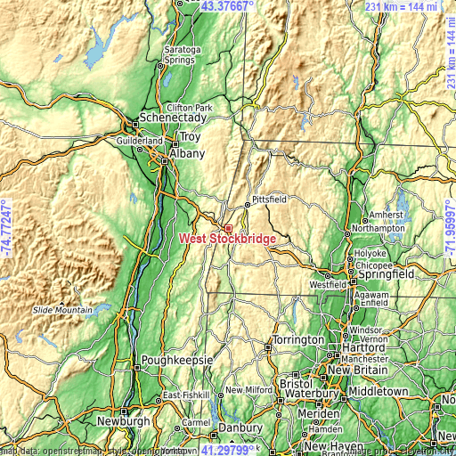 Topographic map of West Stockbridge