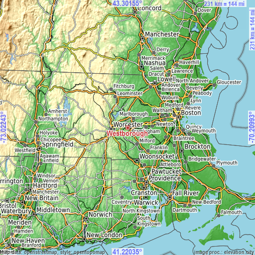 Topographic map of Westborough