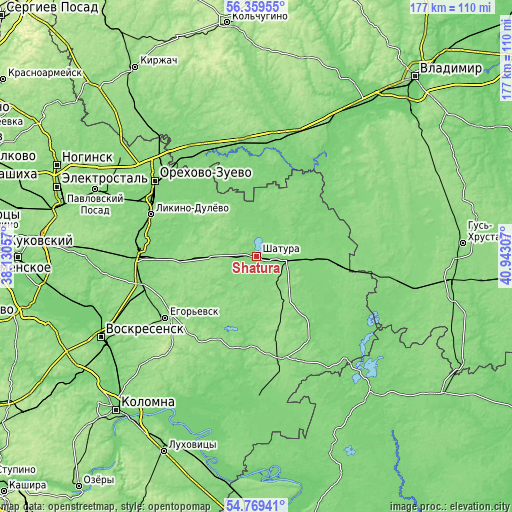 Topographic map of Shatura