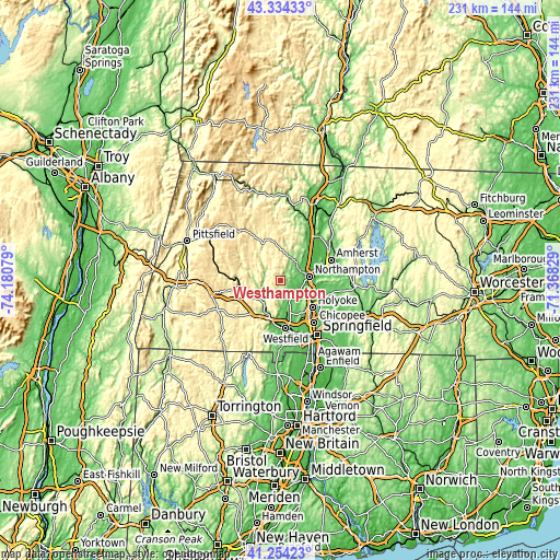 Topographic map of Westhampton