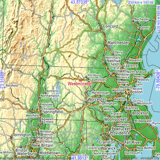 Topographic map of Westminster