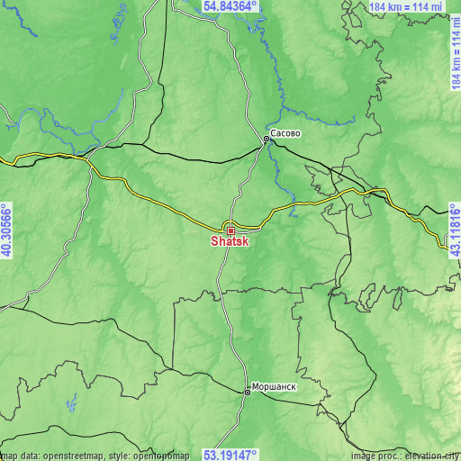 Topographic map of Shatsk