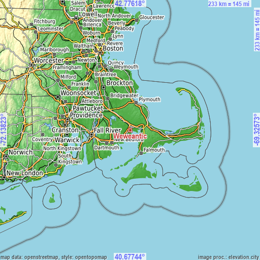 Topographic map of Weweantic