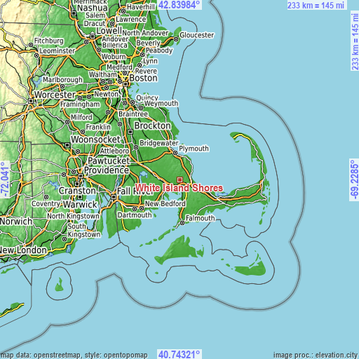 Topographic map of White Island Shores