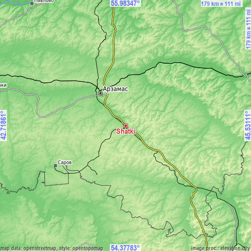 Topographic map of Shatki