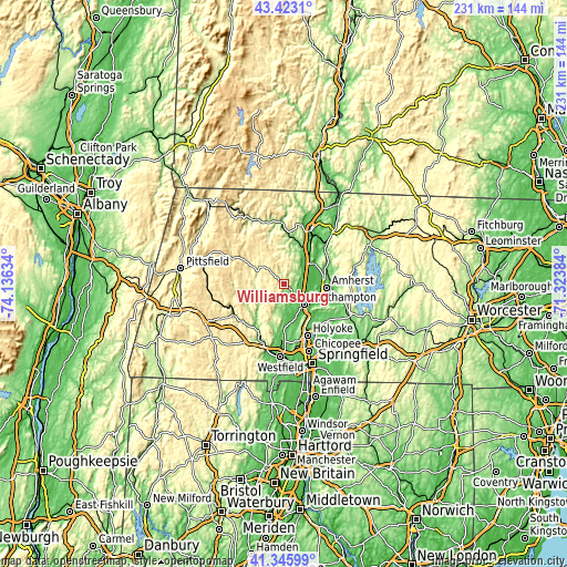 Topographic map of Williamsburg