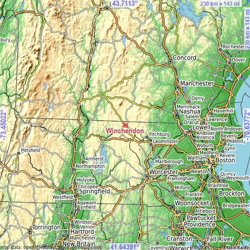 Topographic map of Winchendon