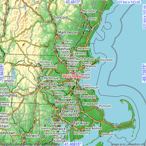 Topographic map of Winchester