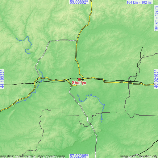 Topographic map of Shar’ya