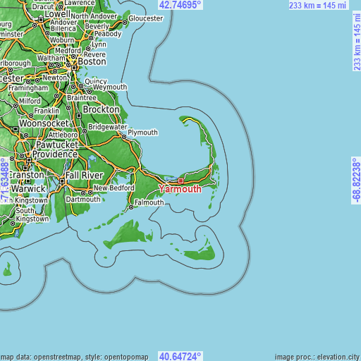 Topographic map of Yarmouth