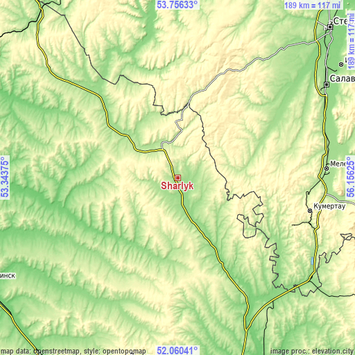 Topographic map of Sharlyk