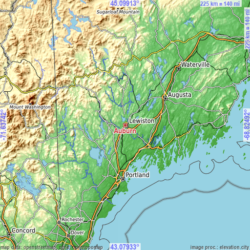 Topographic map of Auburn